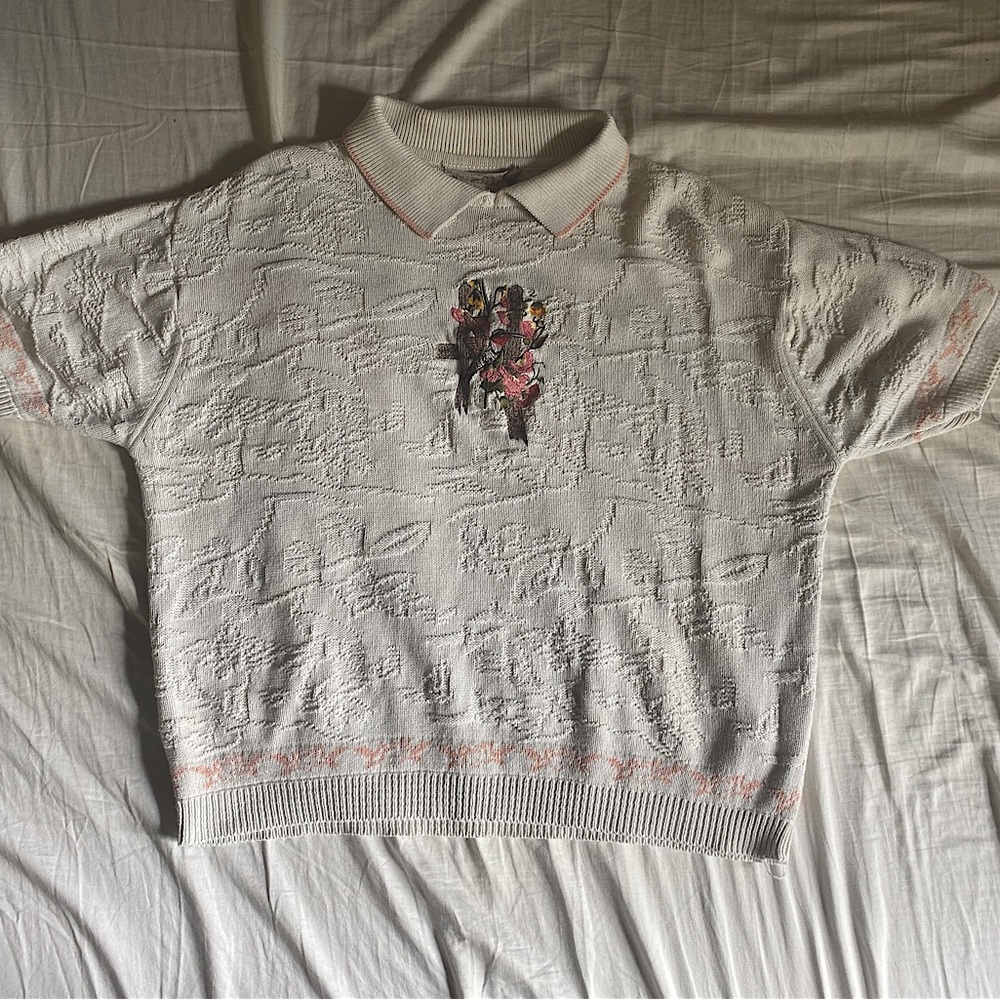 Vintage embroidered collared shirt